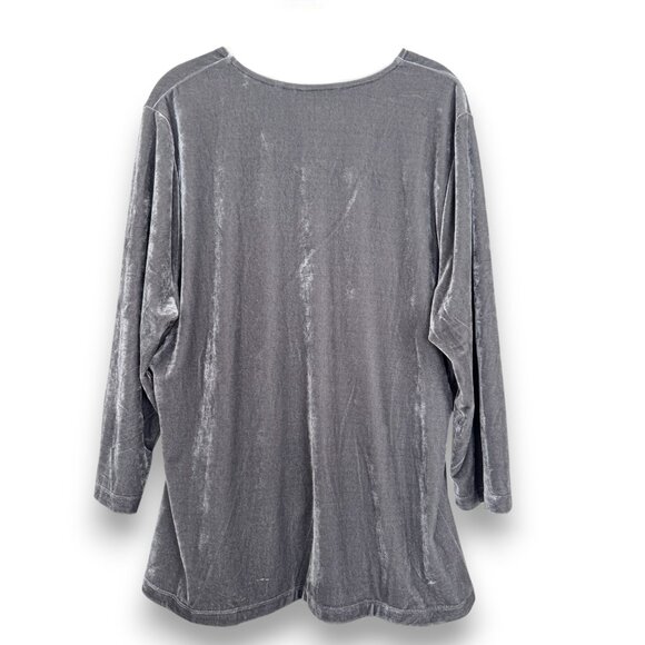 Soft Surroundings 2X GRAY Velvet Alyssa Wrap Top - Picture 2 of 9